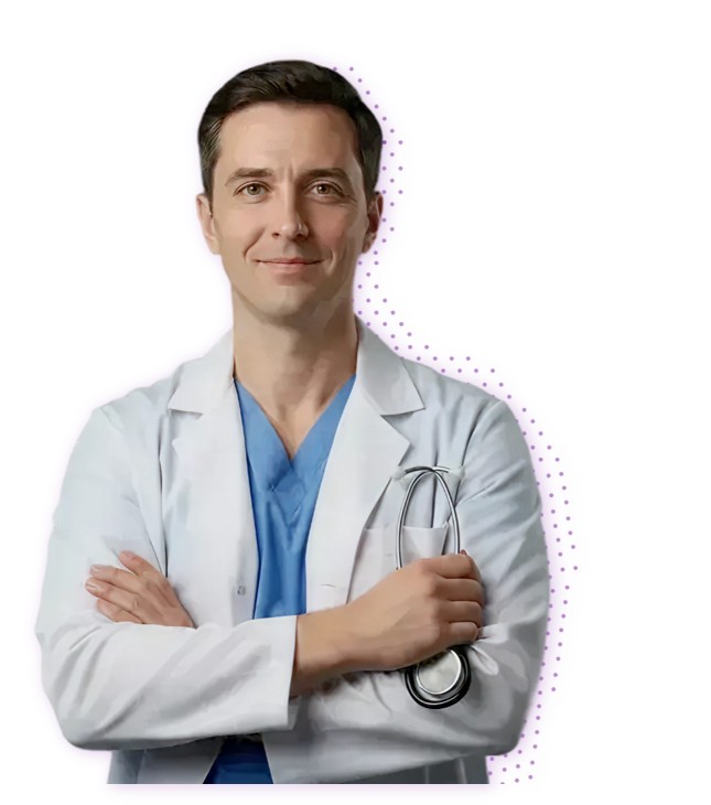 Smiling doctor in a white coat